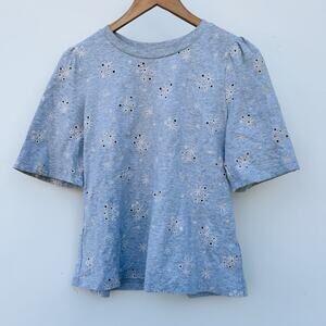 Blue Floral Eyelet Women's Top